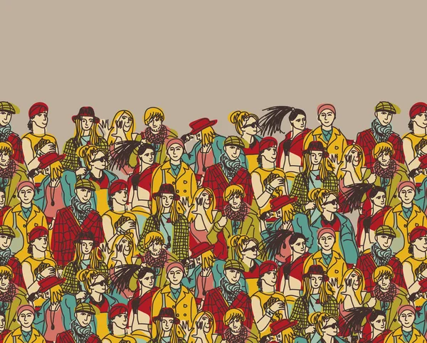 Multitud de gente de moda — Vector de stock