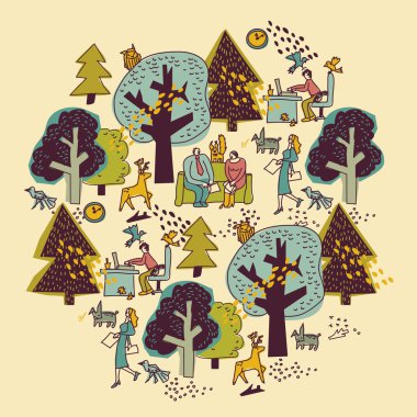 Ekoloji office iş yuvarlak kompozisyon