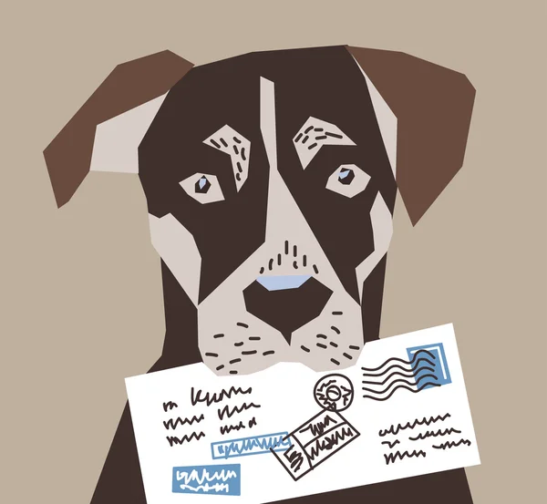 Dog letter post postman — Stock Vector