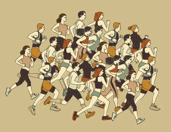 Gente de grupo deporte run — Vector de stock