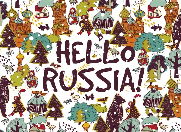 Hola Rusia cartel — Vector de stock