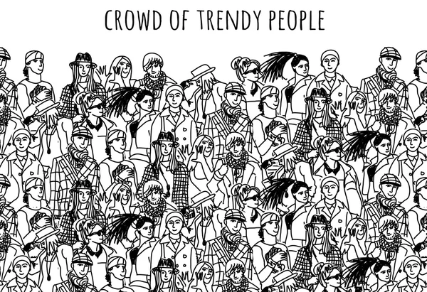 Crowd of trendy people — Stock Vector