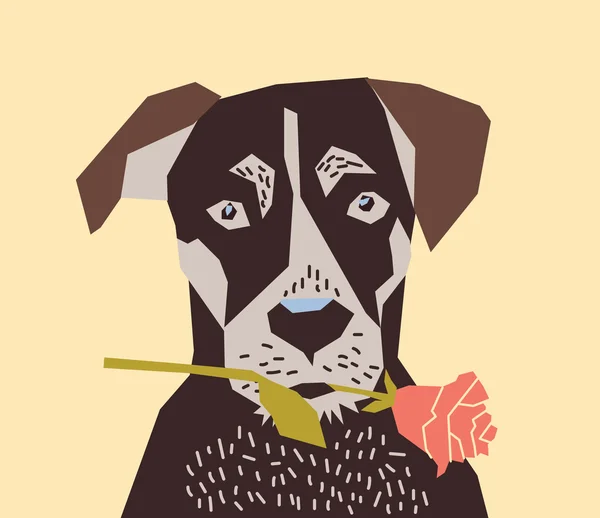 Dog with rose flower — Stock Vector