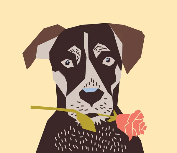 Perro con flor de rosa — Archivo Imágenes Vectoriales