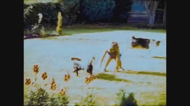 Regno Unito 1966, Bambino in giardino con cane — Video Stock