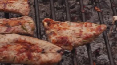 Et pişirme 2 ile barbekü sahnesi