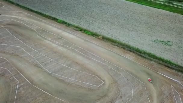 Aerial shot of a motocross track — Stock Video