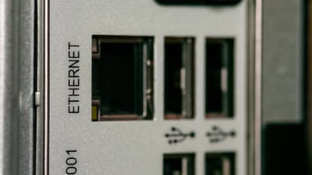 Detalhes da tomada Ethernet — Vídeo de Stock