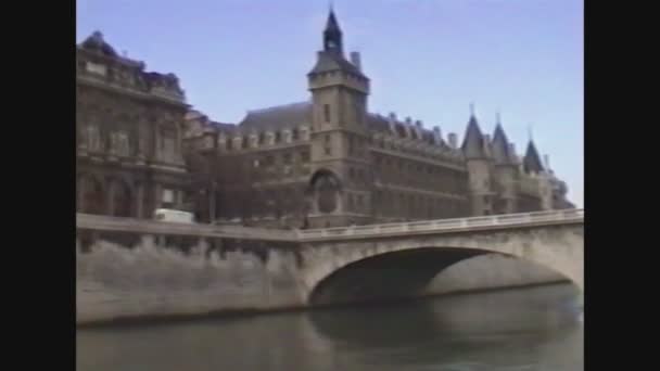 Francia 1988, Parigi Vista sul fiume 4 — Video Stock