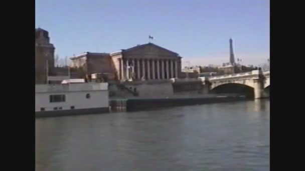 Francia 1988, vista al río París 7 — Vídeos de Stock