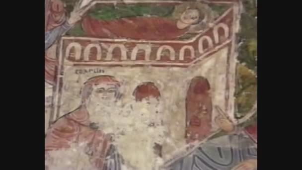 Ägypten 1988, christliche Fresken Detail 2 — Stockvideo
