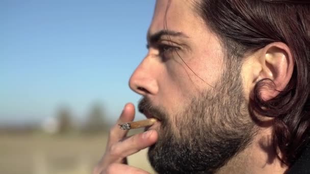 Man smokes weed — Video Stock