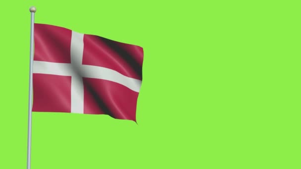 Dänemark beflaggt Zeitlupe — Stockvideo
