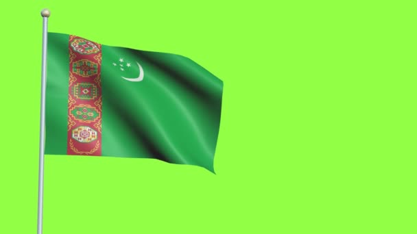 Turkmenistan Flag Slow Motion — Stock Video