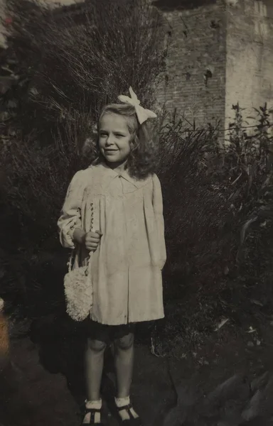 Rovigo Itália Maio 1949 Retrato Menina Década — Fotografia de Stock