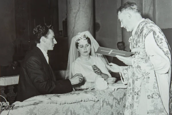 Villanova Del Ghebbo Italië 1951 Huwelijksscène Jaren — Stockfoto