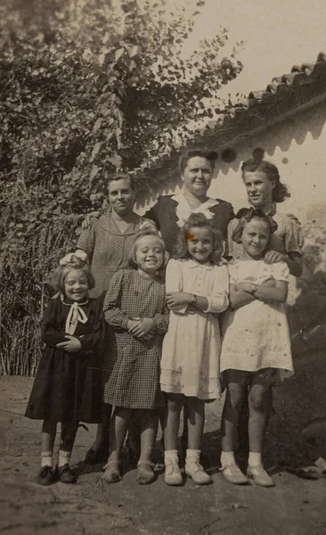 Villanova Del Ghebbo Italië April 1958 Familieportret Jaren — Stockfoto