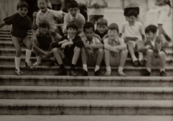 Villanova Del Ghebbo Italia Aprile 1954 Gruppo Bambini Città Negli — Foto Stock