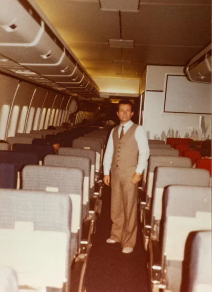 Milan Olaszország Szeptember 1975 Ember Utazik Repülővel Évek — Stock Fotó