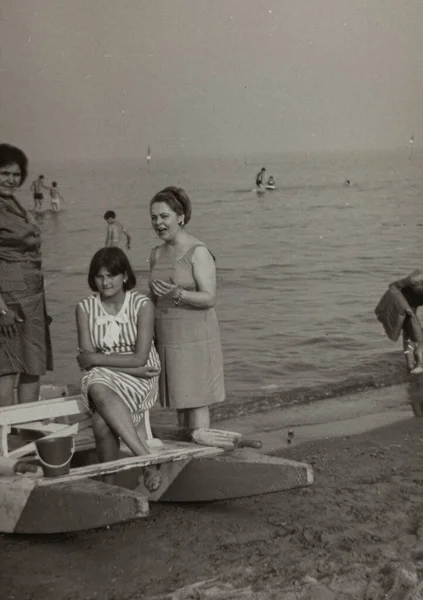 Milano Marittima Italië Juli 1965 Familie Vakantie Zee Jaren — Stockfoto