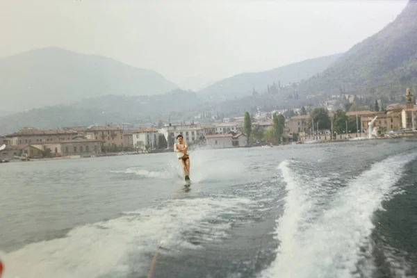 Bardolino Italië August 1978 Man Die Waterskiën Beoefent — Stockfoto