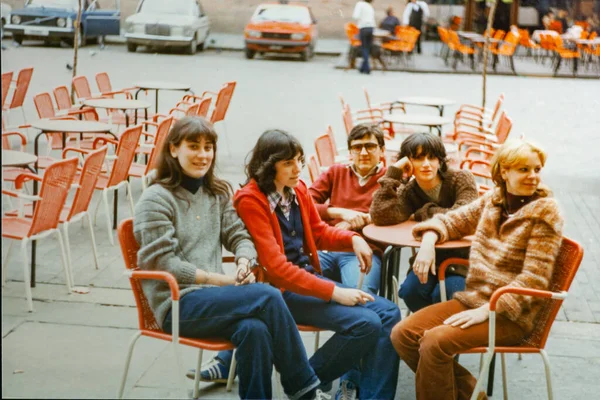 Salo Olaszország Március 1979 Baráti Társaság Bárban Években — Stock Fotó