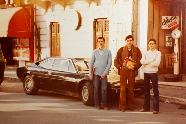 Salo Itália Março 1979 Rapazes Com Carros Luxo Nos Anos — Fotografia de Stock