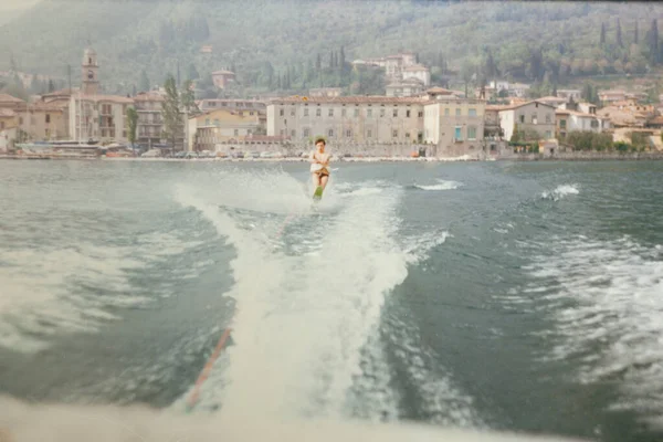 Bardolino Italië August 1978 Man Die Waterskiën Beoefent — Stockfoto