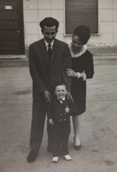 Rovigo Italie Novembre 1958 Famille Dans Rue Dans Les Années — Photo