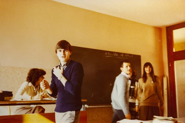 Salo Itália Março 1979 Rapazes Sala Aula Escola Dos Anos — Fotografia de Stock