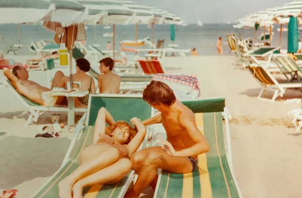 Salo Olaszország Március 1979 Családi Nyaralás Strand Évek — Stock Fotó