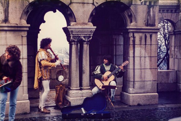 BUDAPEST, HUNGARY SEPTEMBER 1982: Musician Street artists in Budapest in 80 's
