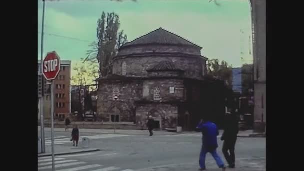 Bulgaria 1975, Dupnica street view in 70 's 3 — стоковое видео