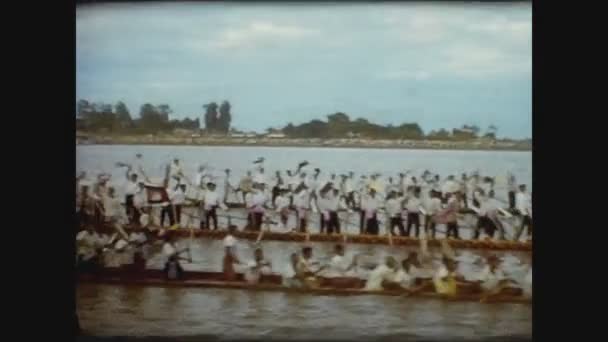 Cambodia 1970, Cambodian boat 4 — стоковое видео