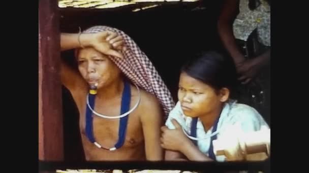 Cambodia 1970, Cambodian poor people village 12 — Stock Video