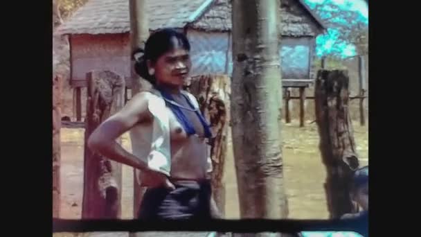 Cambodia 1970, Cambodian poor people village 4 — стоковое видео