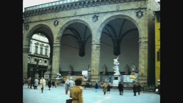 Italien 1975, Piazza della Signoria in Florenz 3 — Stockvideo