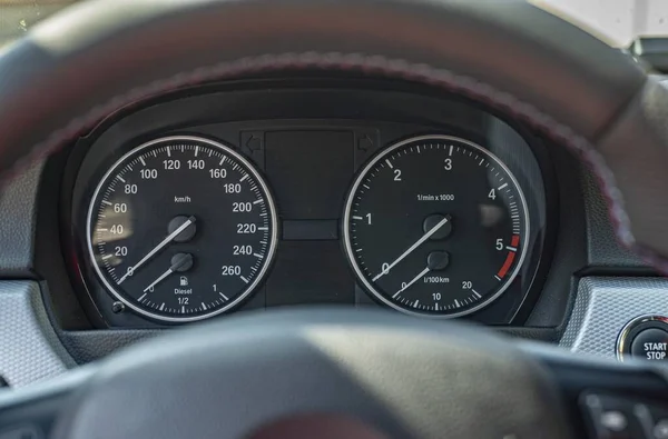 Detail of Odometer and luxury car indicators