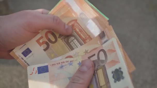 Compter Monnaie Euro Personne Compte Argent Nouvel Euro Main — Video