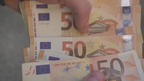 Räknar Eurovalutan Personen Räknar Pengar Euro Omlopp — Stockvideo