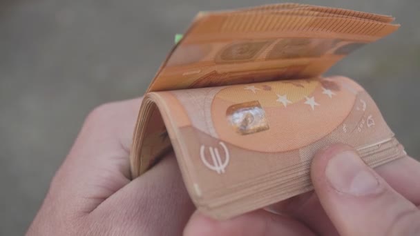 Eurowährung Zählen Der Mensch Zählt Geld Neuer Euro Der Hand — Stockvideo