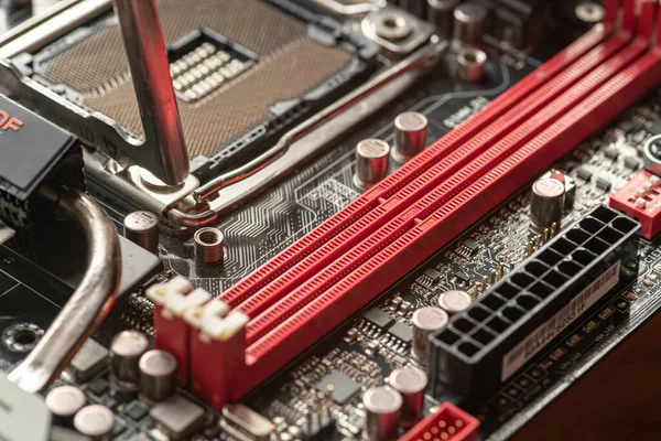 Los Angeles Usa April 2021 Detail Ram Memory Dimm Motherboard — 스톡 사진