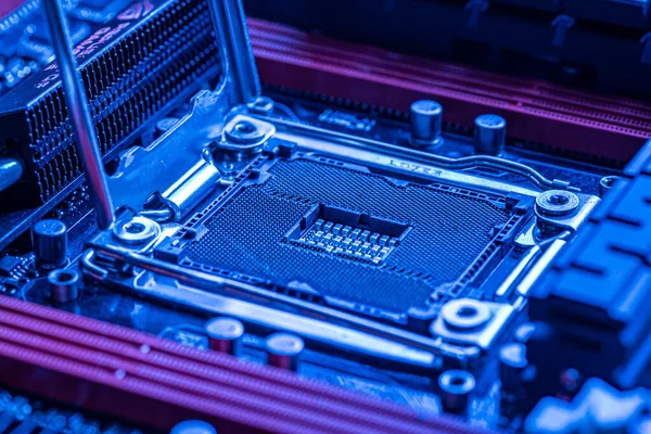 Detail Van Een Cpu Stopcontact Een Moederbord Van Een Gaming — Stockfoto