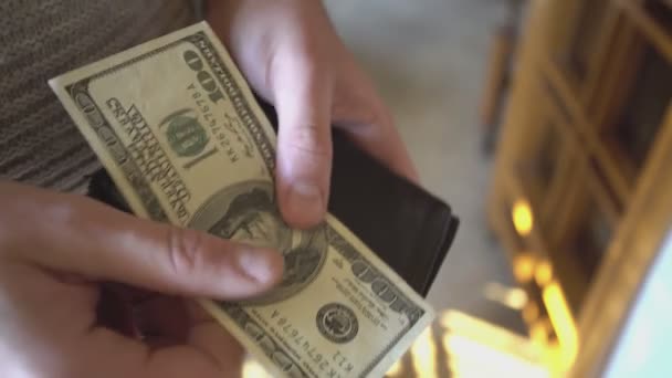 Take out dollar bills from the wallet 4 — Vídeo de stock