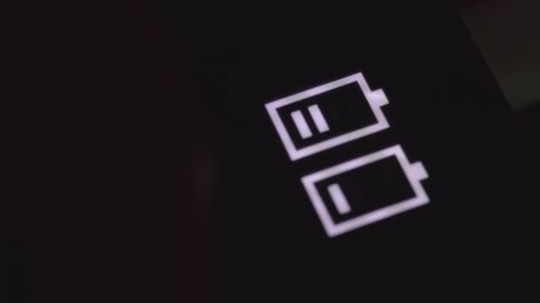 Detail Van Batterij Opladen Verlicht Symbool — Stockvideo