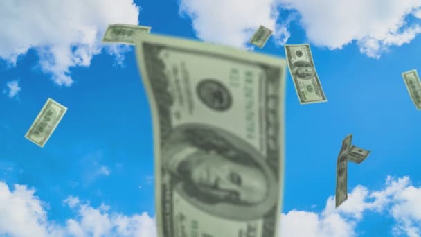 Billetes de dólar cielo de lluvia 3 — Vídeo de stock