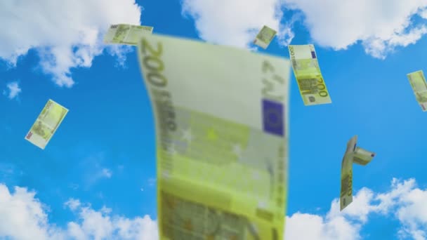 Euro money falling sky — Stock Video