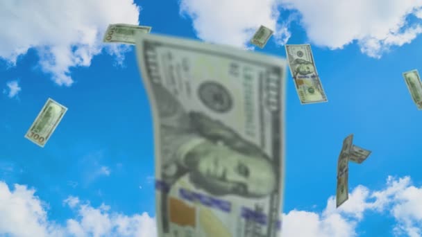 Billetes de dólar cielo de lluvia 4 — Vídeo de stock