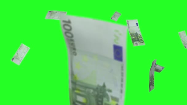 Euro regn grön skärm — Stockvideo