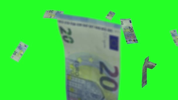 Contas de euro chuva tela verde — Vídeo de Stock